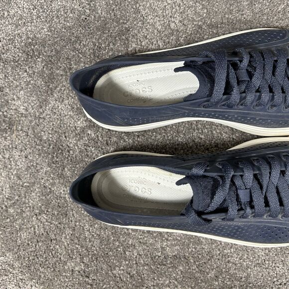 Crocs Citilane Roka Court 204872 Mens Size 9 Navy Blues Perforated Slip On Shoes - Picture 9 of 10